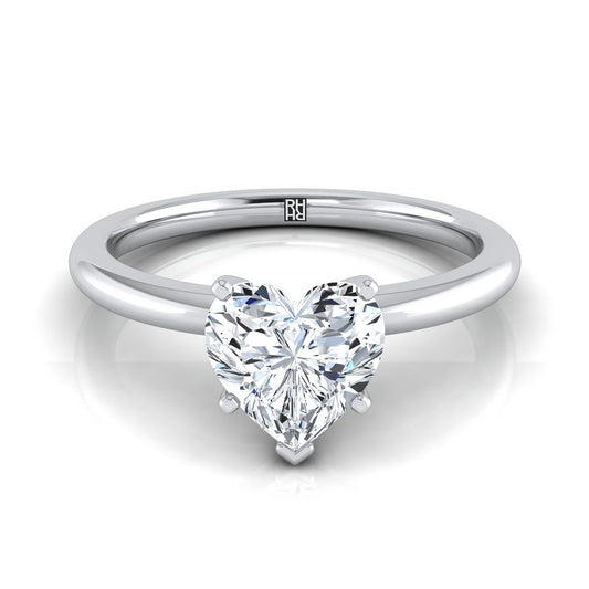 Round Comfort Fit Claw Prong Solitaire Heart Shape, in Platinum | RockHer