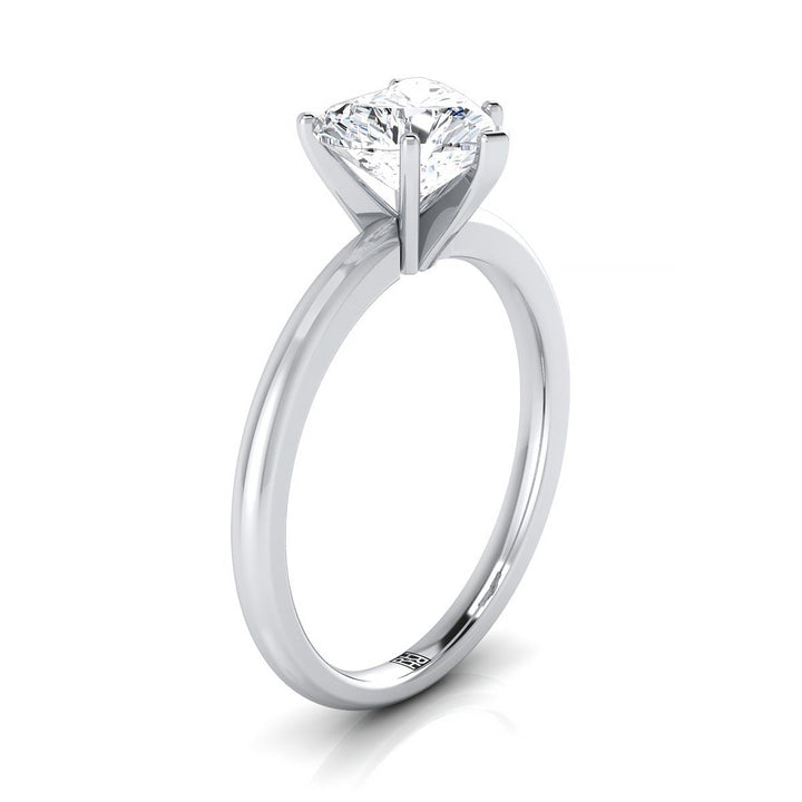 Round Comfort Fit Claw Prong Solitaire Heart Shape, in Platinum – side profile | RockHer