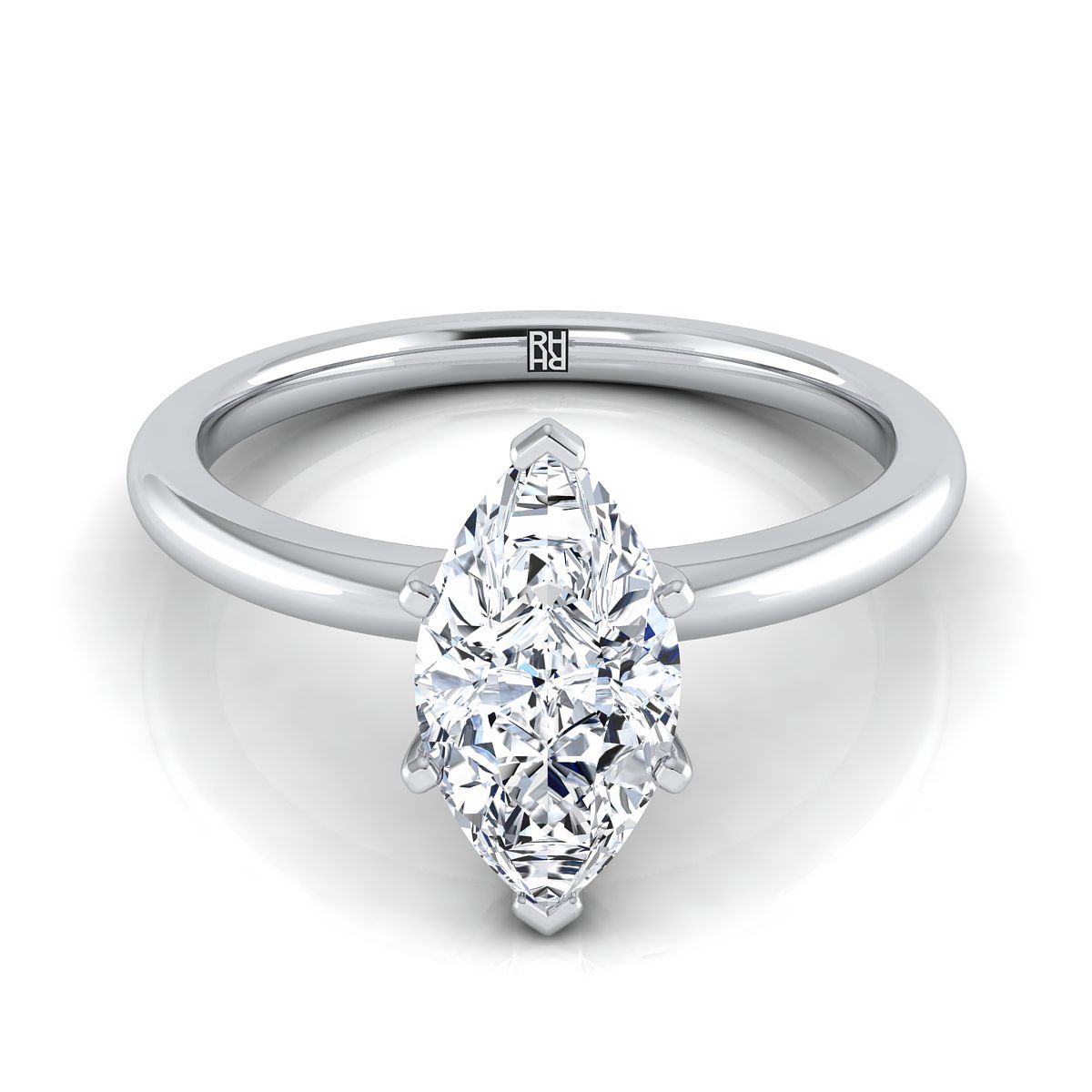 Round Comfort Fit Claw Prong Solitaire Marquise, in Platinum | RockHer