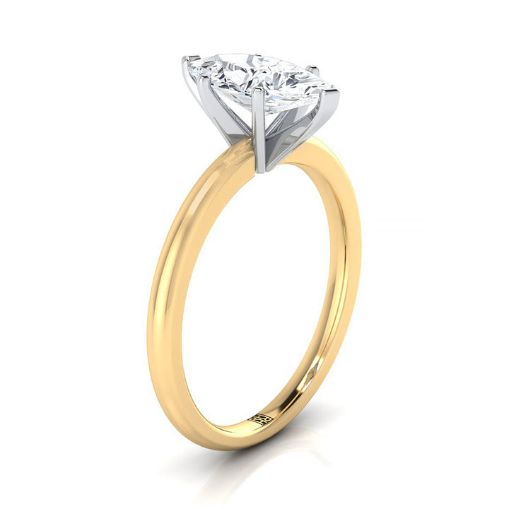 Round Comfort Fit Claw Prong Solitaire Marquise, in 18K Yellow Gold – side profile | RockHer