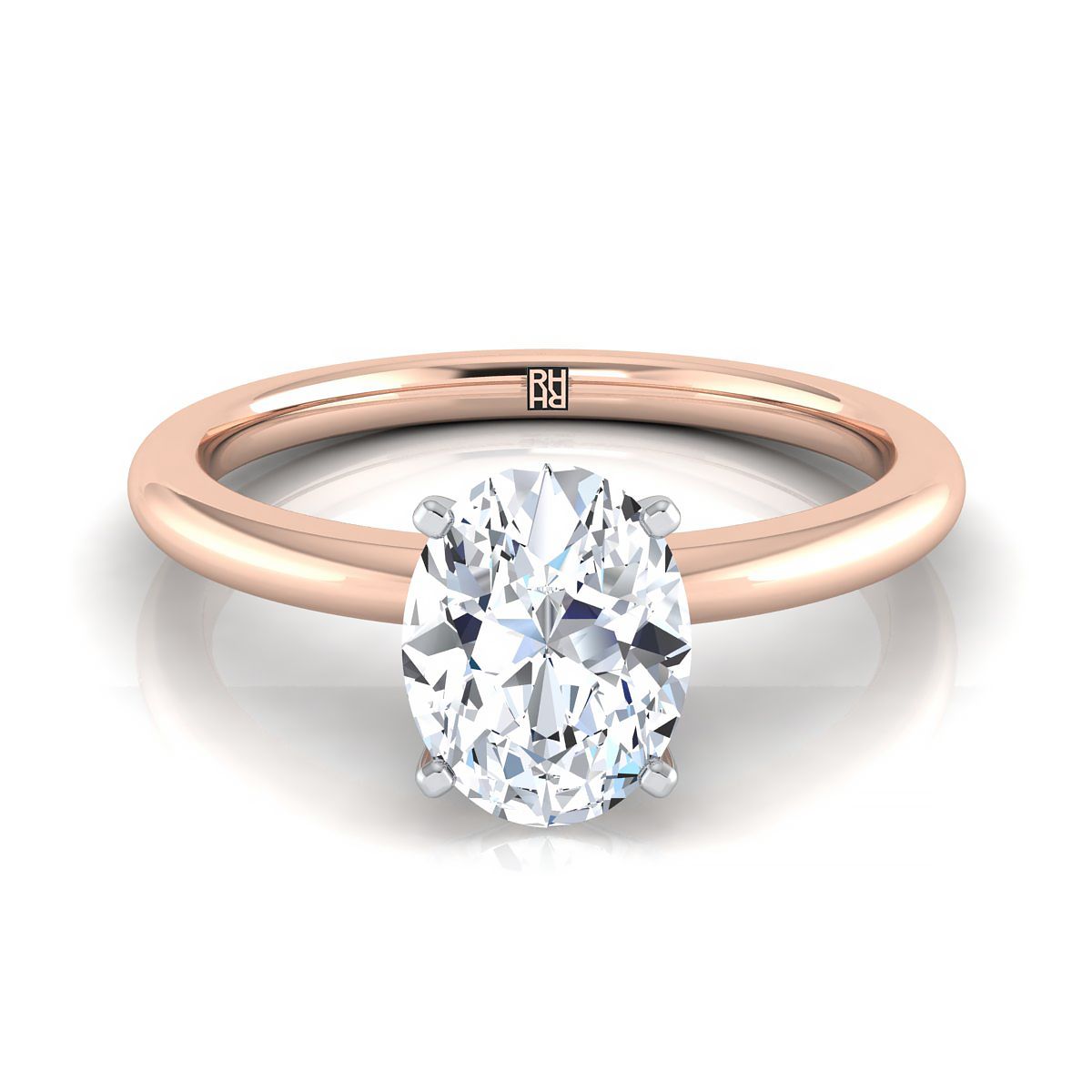 Round Comfort Fit Claw Prong Solitaire Oval, in 14K Rose Gold | RockHer