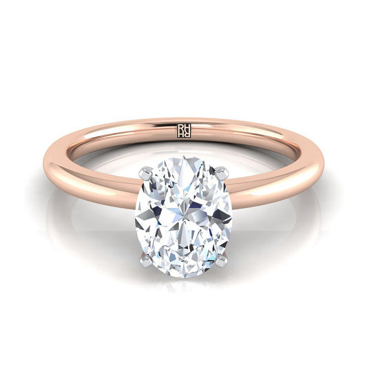 Round Comfort Fit Claw Prong Solitaire Oval, in 14K Rose Gold | RockHer