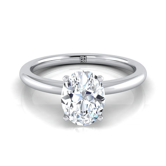Round Comfort Fit Claw Prong Solitaire Oval, in 18K White Gold | RockHer