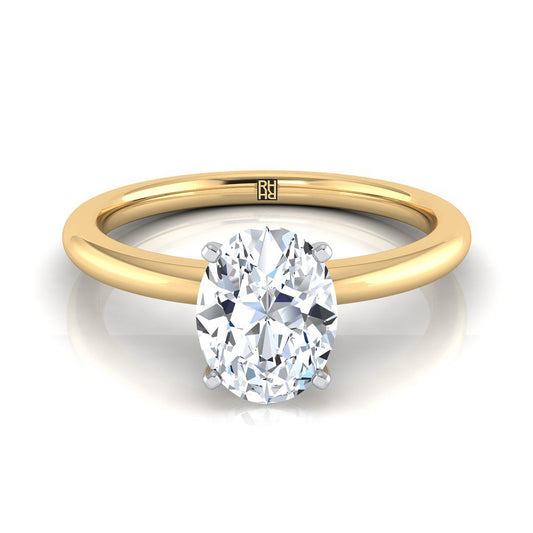 Round Comfort Fit Claw Prong Solitaire Oval, in 18K Yellow Gold | RockHer