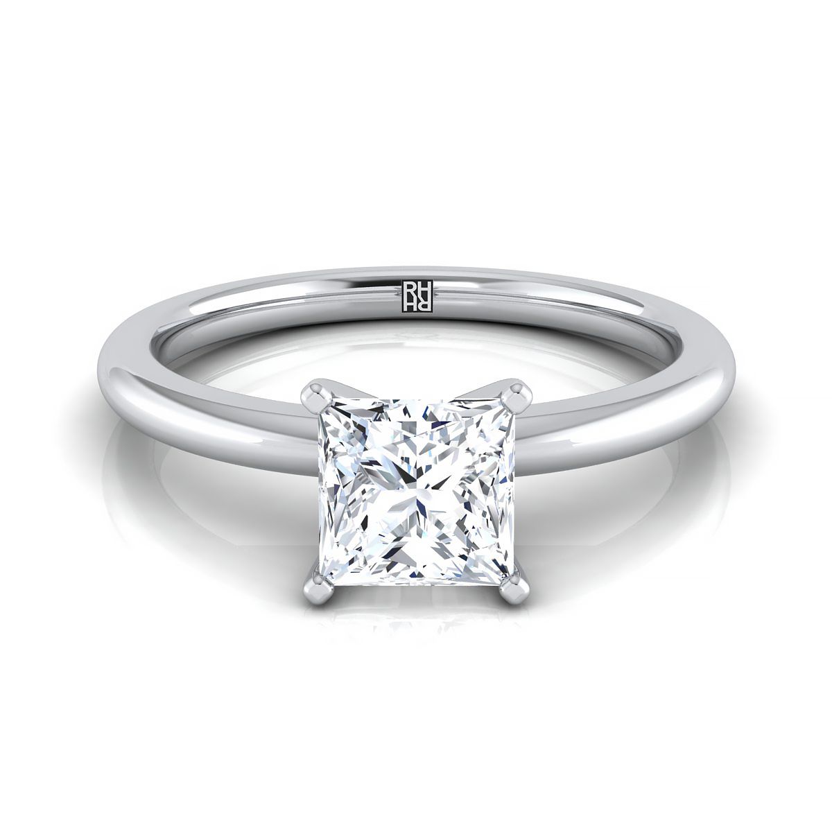 Round Comfort Fit Claw Prong Solitaire Princess, in Platinum | RockHer