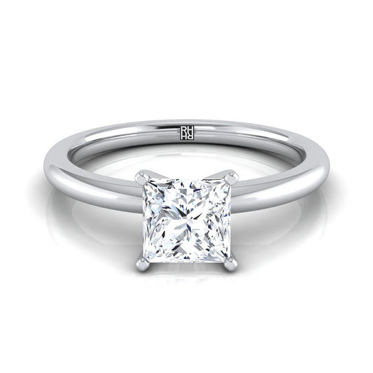 Round Comfort Fit Claw Prong Solitaire Princess, in Platinum | RockHer