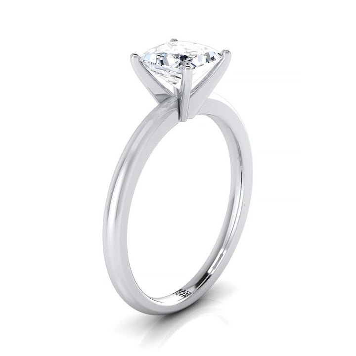 Round Comfort Fit Claw Prong Solitaire Princess, in Platinum – side profile | RockHer