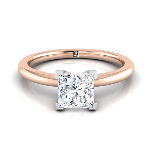 Round Comfort Fit Claw Prong Solitaire Princess, in 14K Rose Gold | RockHer