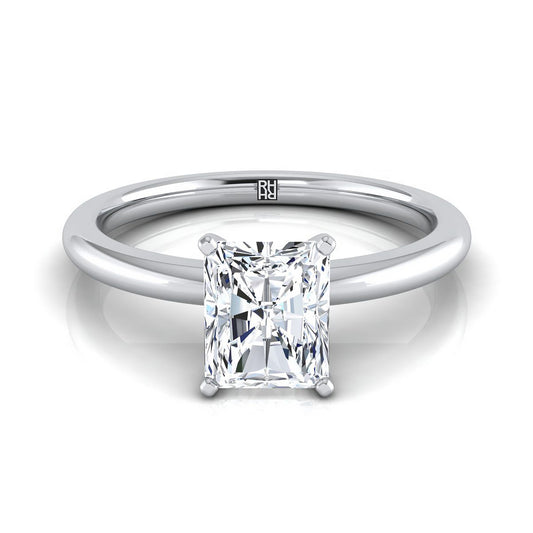 Round Comfort Fit Claw Prong Solitaire Radiant, in Platinum | RockHer