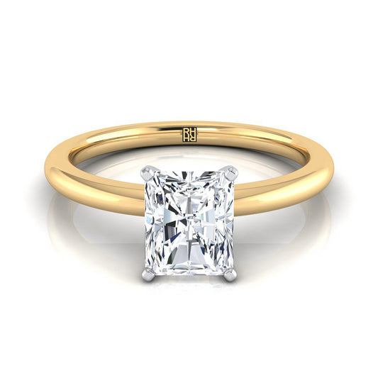Round Comfort Fit Claw Prong Solitaire Radiant, in 18K Yellow Gold | RockHer