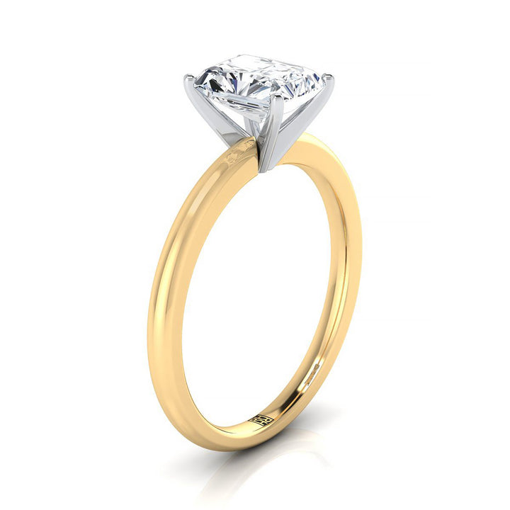 Round Comfort Fit Claw Prong Solitaire Radiant, in 18K Yellow Gold – side profile | RockHer