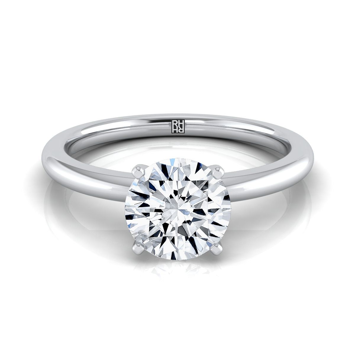 Round Brilliant, Round Comfort Fit Claw Prong Solitaire, in Platinum | RockHer