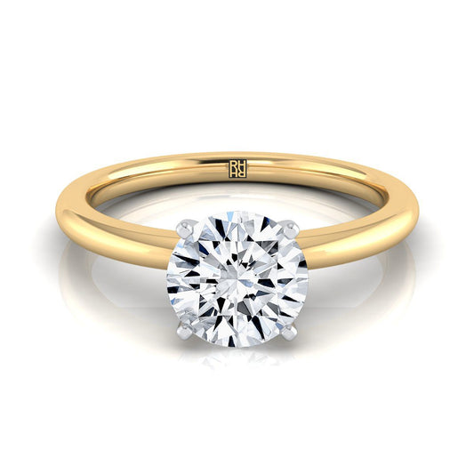 Round Brilliant, Round Comfort Fit Claw Prong Solitaire, in 18K Yellow Gold | RockHer