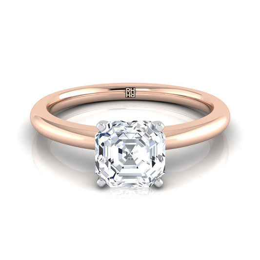 Five Prong Comfort Fit Claw Solitaire Asscher, in 14K Rose Gold | RockHer