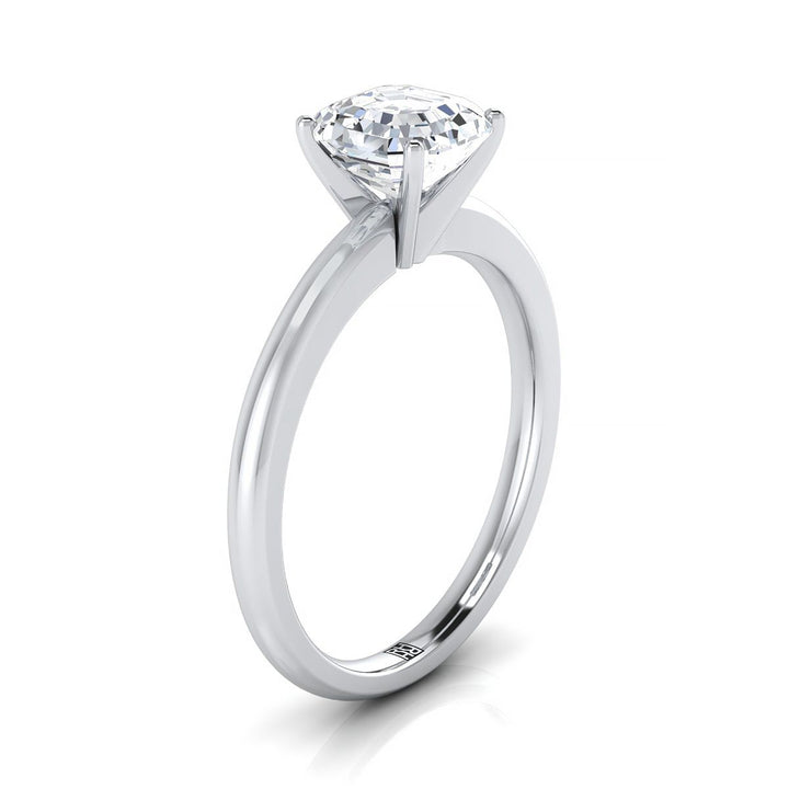 Five Prong Comfort Fit Claw Solitaire Asscher, in 18K White Gold – side profile | RockHer