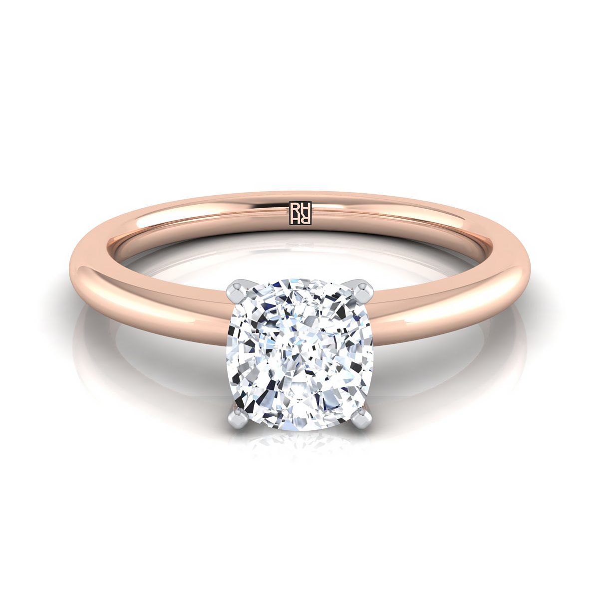 Five Prong Comfort Fit Claw Solitaire Cushion, in 14K Rose Gold | RockHer