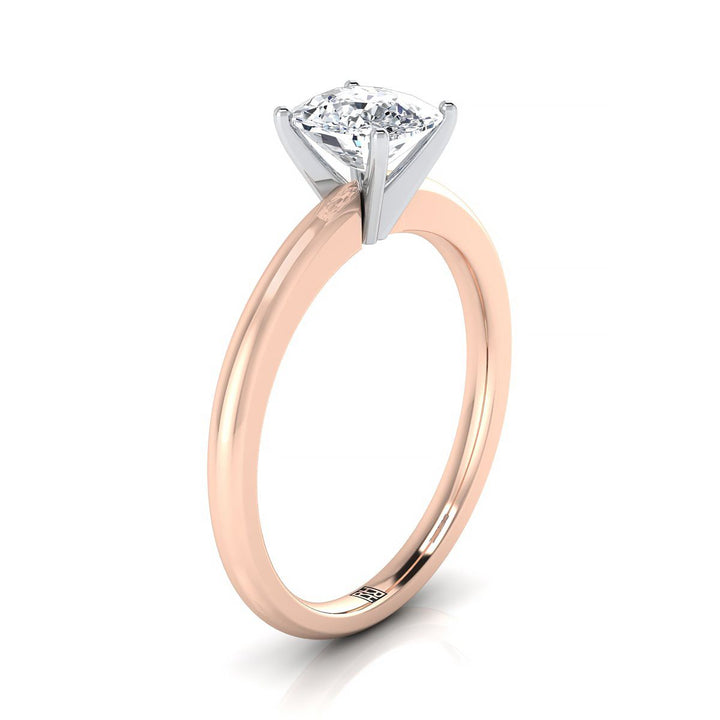 Five Prong Comfort Fit Claw Solitaire Cushion, in 14K Rose Gold – side profile | RockHer