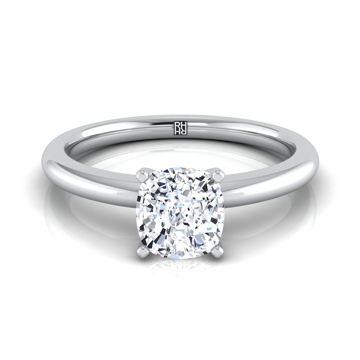 Five Prong Comfort Fit Claw Solitaire Cushion, in Platinum | RockHer