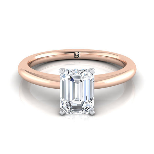 European Cut, Five Prong Comfort Fit Claw Solitaire Emerald, in 14K Rose Gold | RockHer