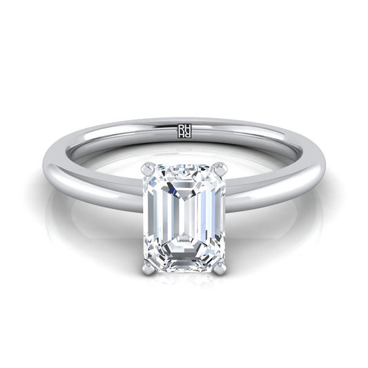 European Cut, Five Prong Comfort Fit Claw Solitaire Emerald, in Platinum | RockHer