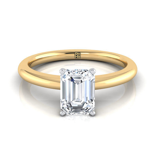 European Cut, Five Prong Comfort Fit Claw Solitaire Emerald, in 18K Yellow Gold | RockHer