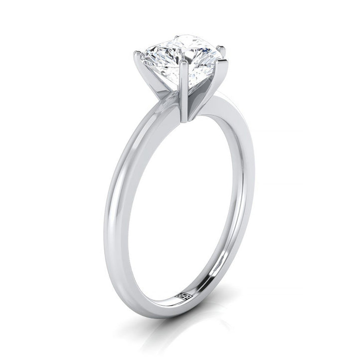 Five Prong Comfort Fit Claw Solitaire Heart Shape, in 18K White Gold – side profile | RockHer