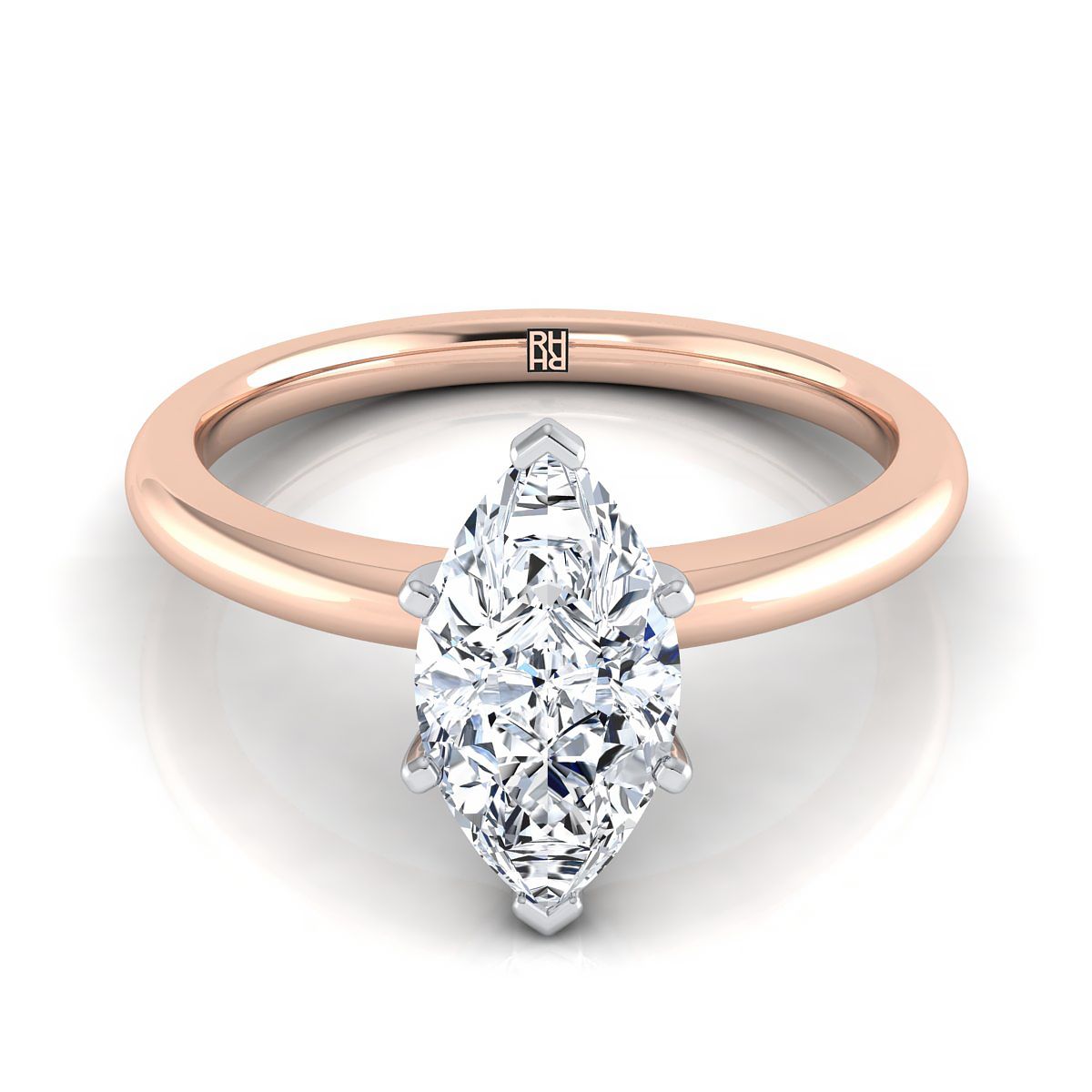 Five Prong Comfort Fit Claw Solitaire Marquise, in 14K Rose Gold | RockHer