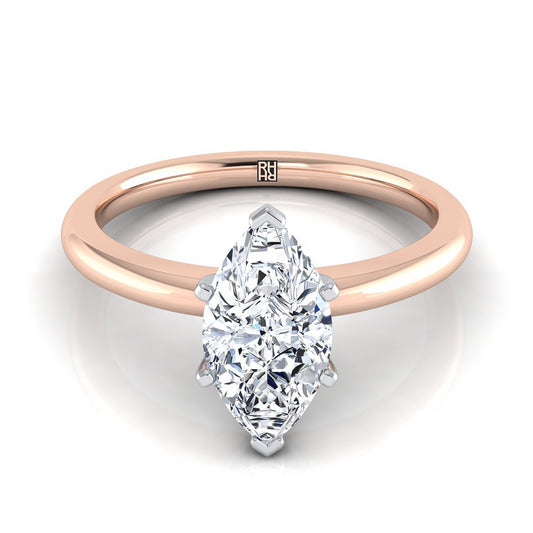 Five Prong Comfort Fit Claw Solitaire Marquise, in 14K Rose Gold | RockHer