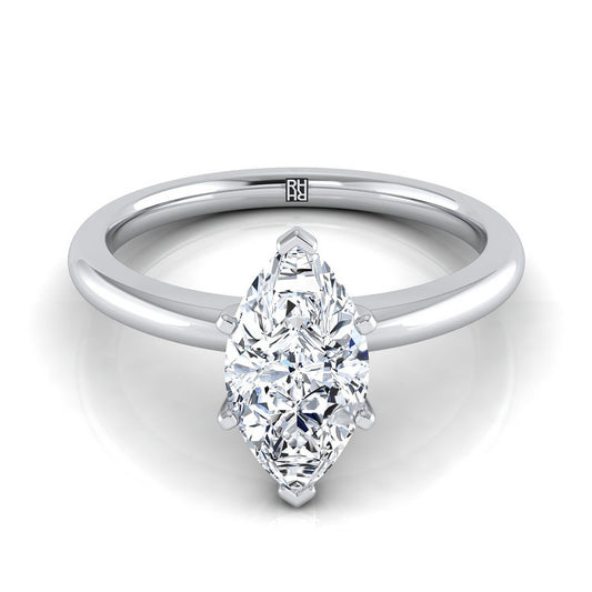 Five Prong Comfort Fit Claw Solitaire Marquise, in 18K White Gold | RockHer