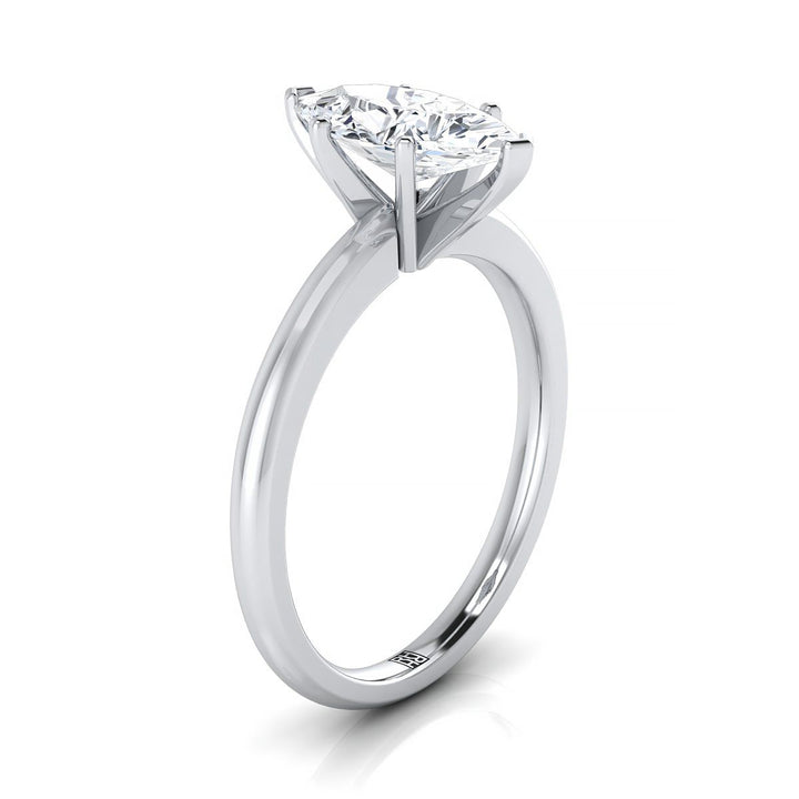 Five Prong Comfort Fit Claw Solitaire Marquise, in 18K White Gold – side profile | RockHer