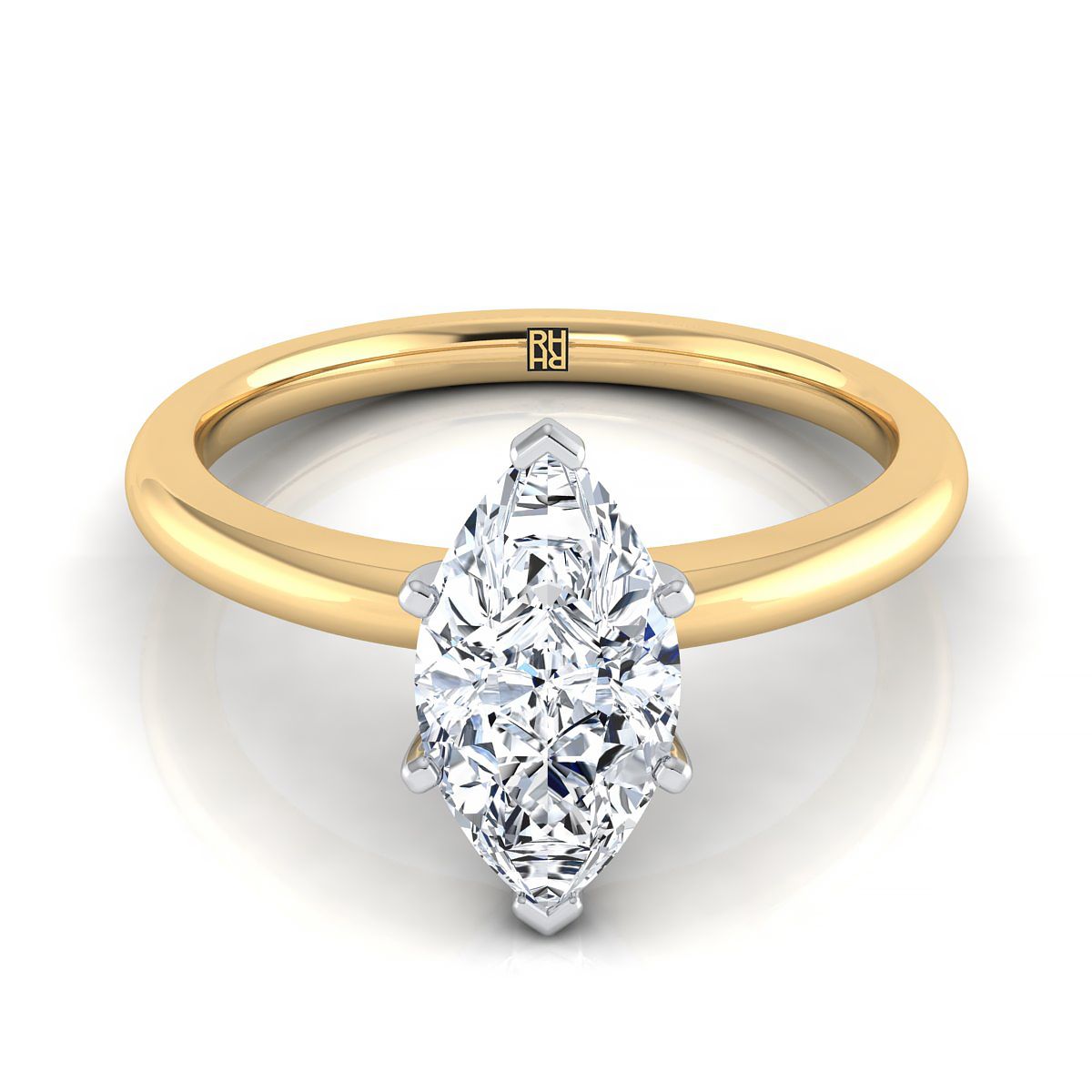 Five Prong Comfort Fit Claw Solitaire Marquise, in 18K Yellow Gold | RockHer