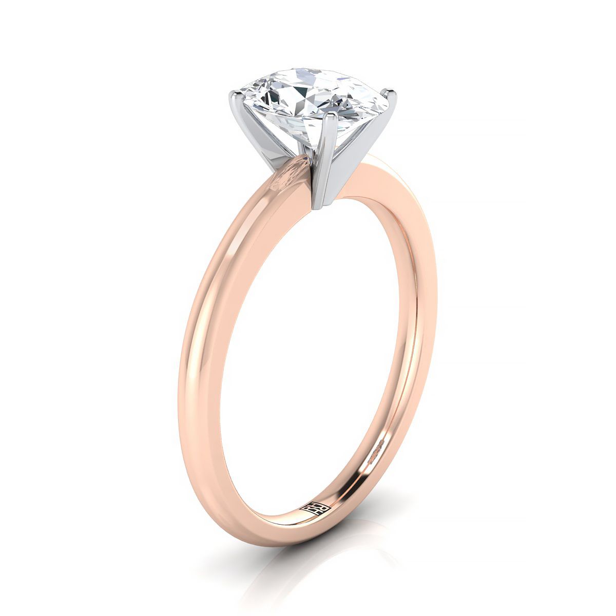 Five Prong Comfort Fit Claw Solitaire Oval, in 14K Rose Gold – side profile | RockHer