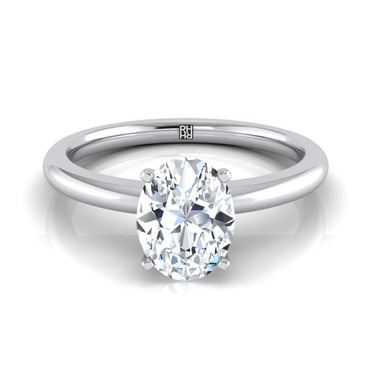 Five Prong Comfort Fit Claw Solitaire Oval, in 18K White Gold | RockHer