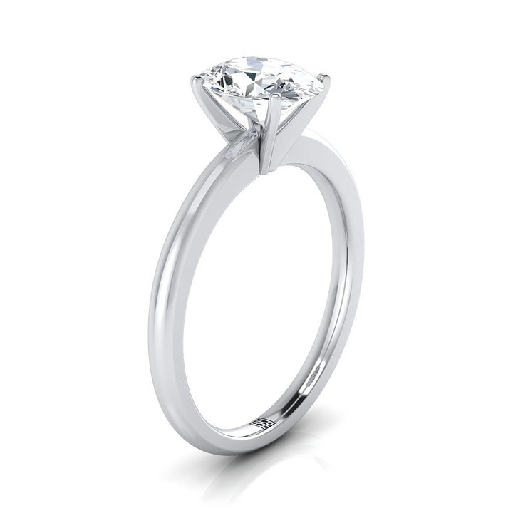 Five Prong Comfort Fit Claw Solitaire Oval, in 18K White Gold – side profile | RockHer