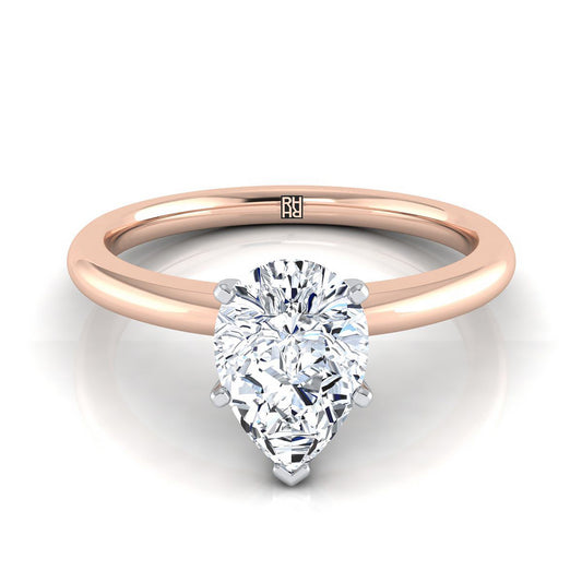Five Prong Comfort Fit Claw Solitaire Pear Shape, in 14K Rose Gold | RockHer