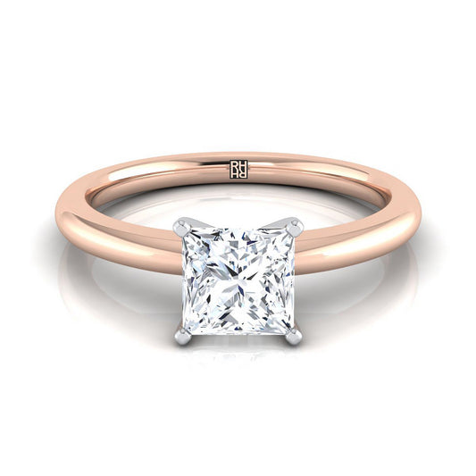 Five Prong Comfort Fit Claw Solitaire Princess, in 14K Rose Gold | RockHer