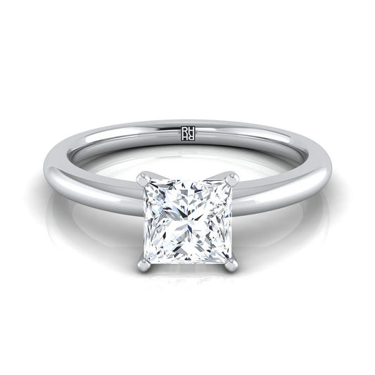 Five Prong Comfort Fit Claw Solitaire Princess, in 18K White Gold | RockHer