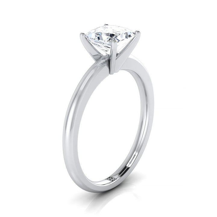 Five Prong Comfort Fit Claw Solitaire Princess, in 18K White Gold – side profile | RockHer