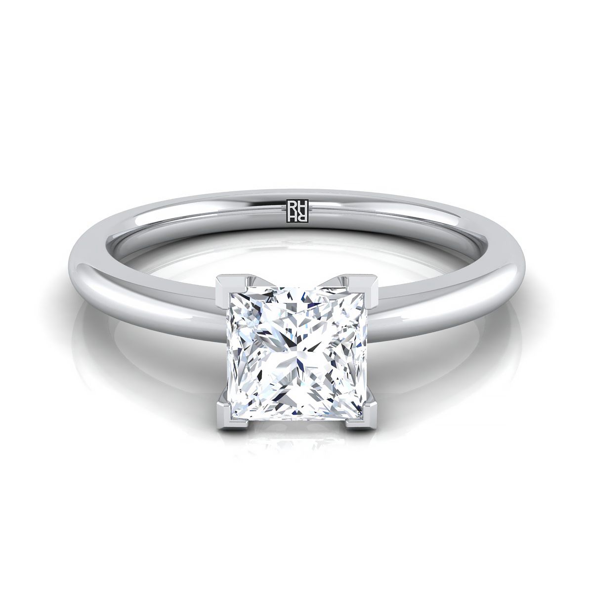 Five Prong Comfort Fit Claw Solitaire Princess, in Platinum | RockHer