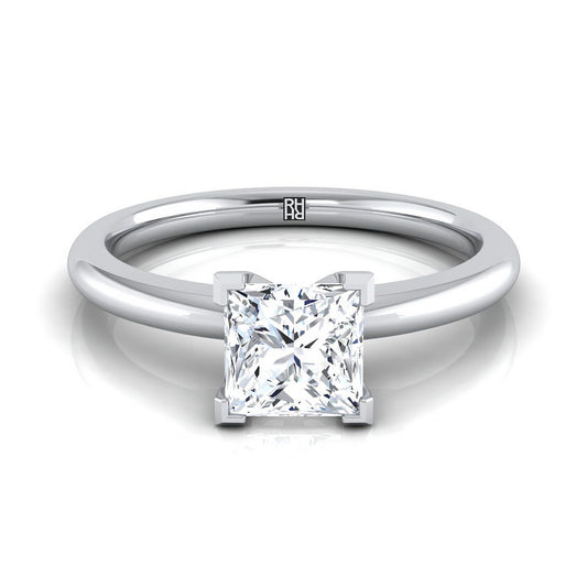 Five Prong Comfort Fit Claw Solitaire Princess, in Platinum | RockHer