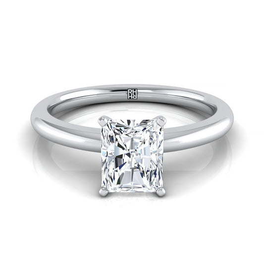 Five Prong Comfort Fit Claw Solitaire Radiant, in 18K White Gold | RockHer