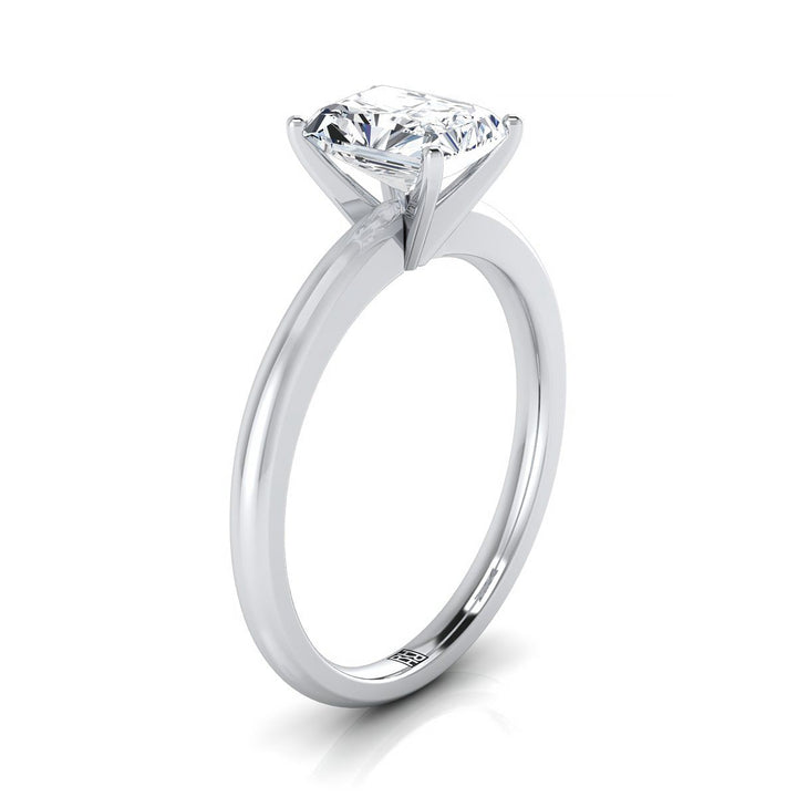 Five Prong Comfort Fit Claw Solitaire Radiant, in Platinum – side profile | RockHer