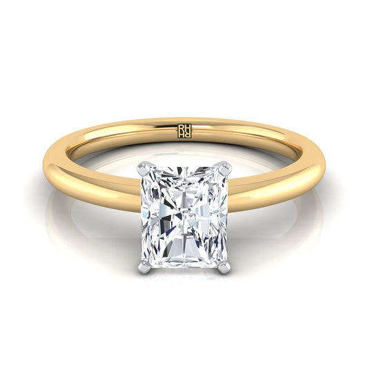 Five Prong Comfort Fit Claw Solitaire Radiant, in 18K Yellow Gold | RockHer