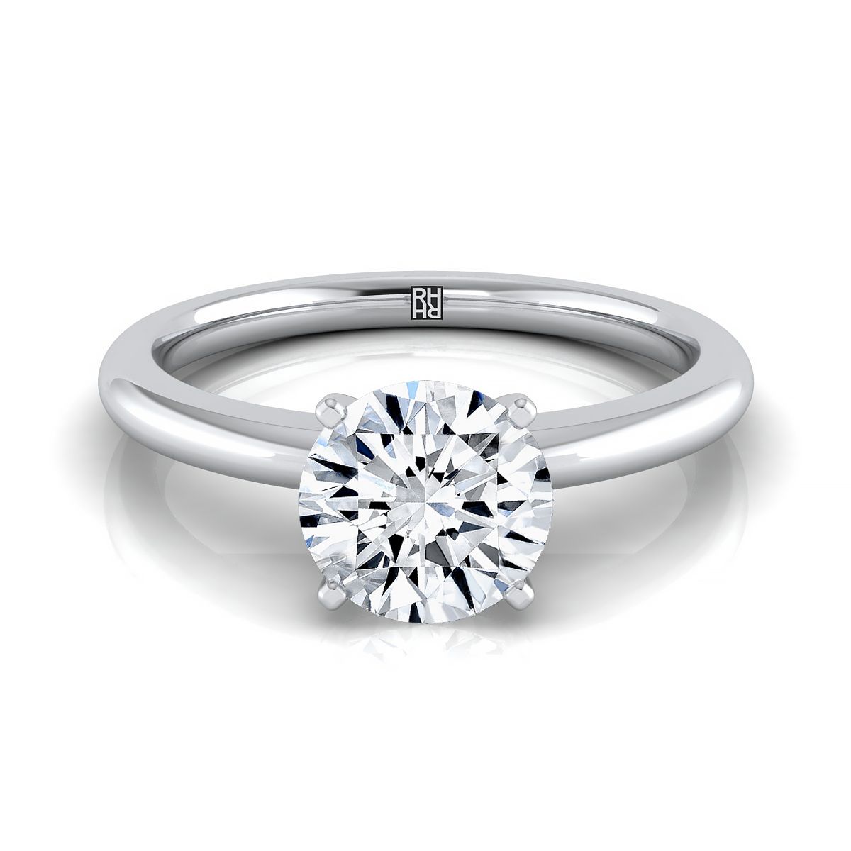 Round Brilliant, Five Prong Comfort Fit Claw Solitaire, in Platinum | RockHer