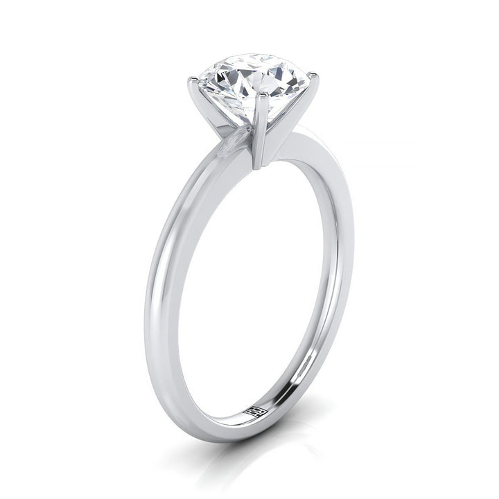 Round Brilliant, Five Prong Comfort Fit Claw Solitaire, in Platinum – side profile | RockHer