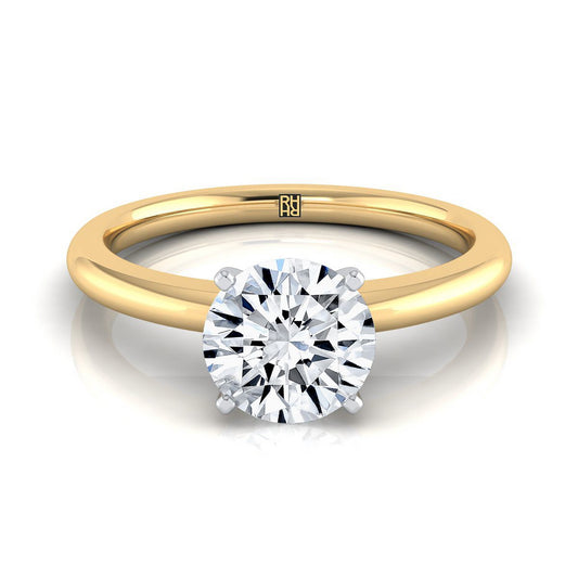 Round Brilliant, Five Prong Comfort Fit Claw Solitaire, in 18K Yellow Gold | RockHer