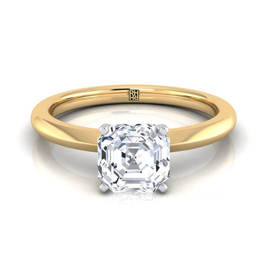 Petite Knife Edge Solitaire Asscher, in 18K Yellow Gold, prong setting | RockHer
