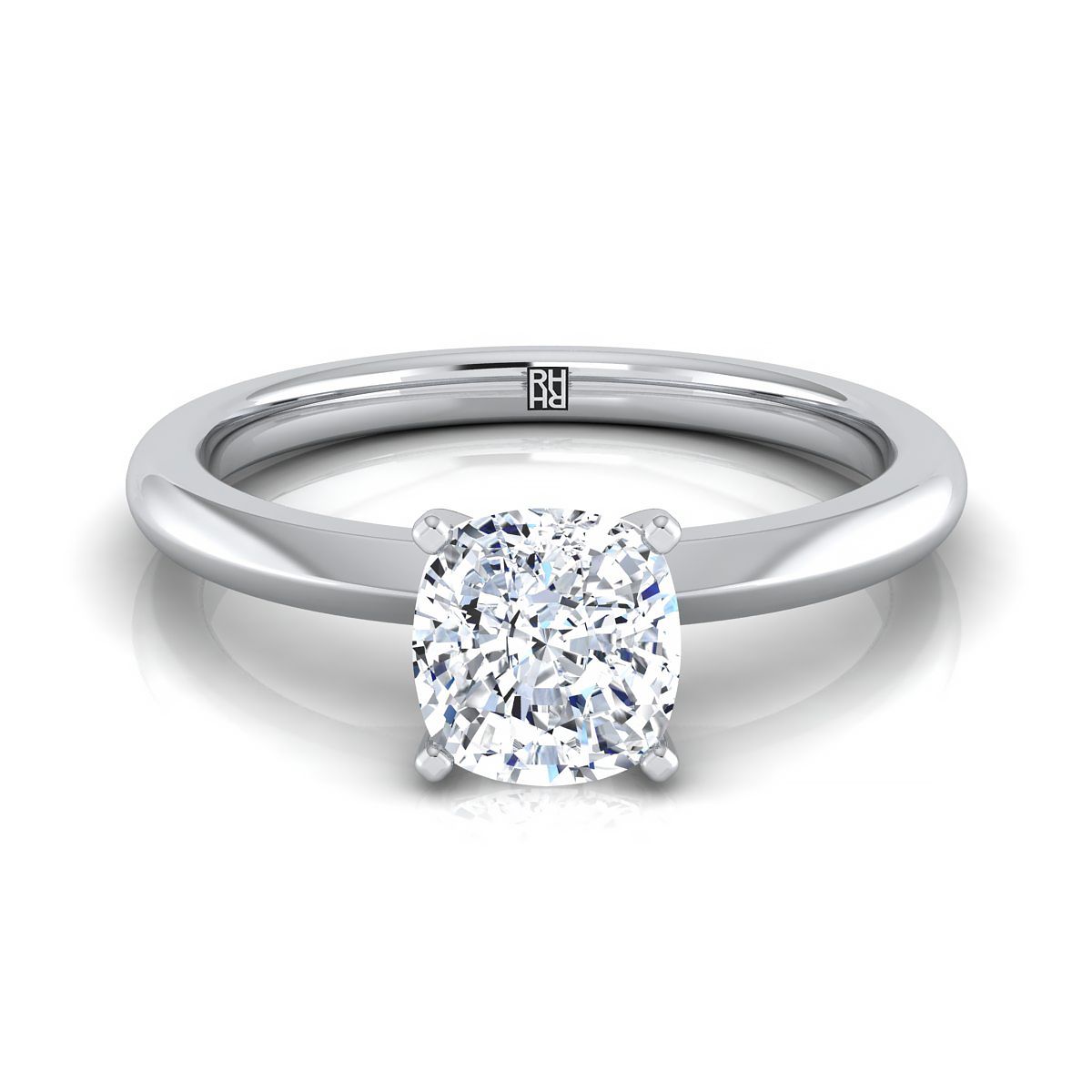 Petite Knife Edge Solitaire Cushion, in Platinum, prong setting | RockHer