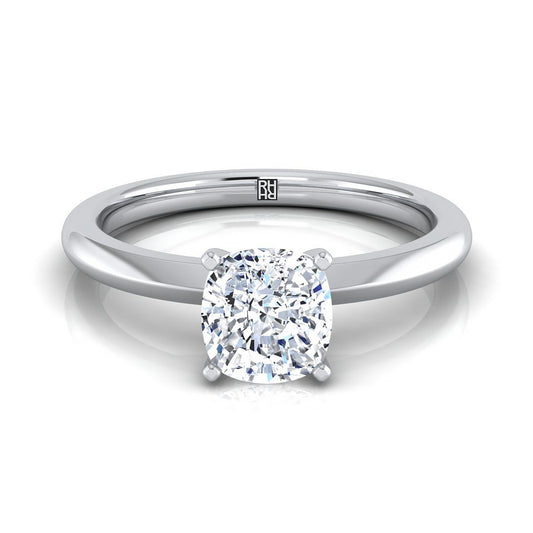 Petite Knife Edge Solitaire Cushion, in Platinum, prong setting | RockHer