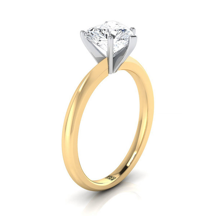 Petite Knife Edge Solitaire Heart Shape, in 18K Yellow Gold, prong setting – side profile | RockHer